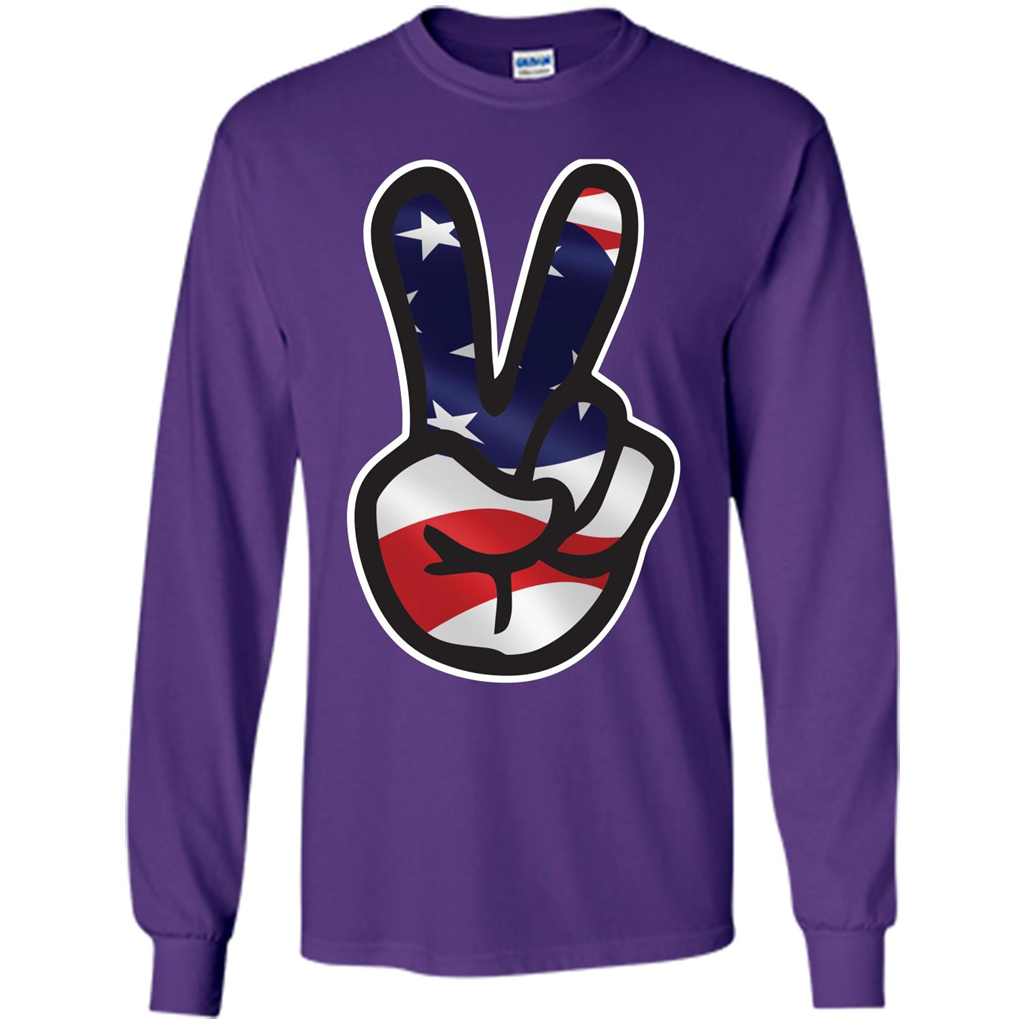 Amreican Flag Peace Guy T-shirt Purple