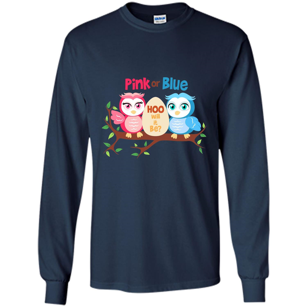 Pregnancy T-shirt Owl Pink Or Blue Hoo Will It Be Navy