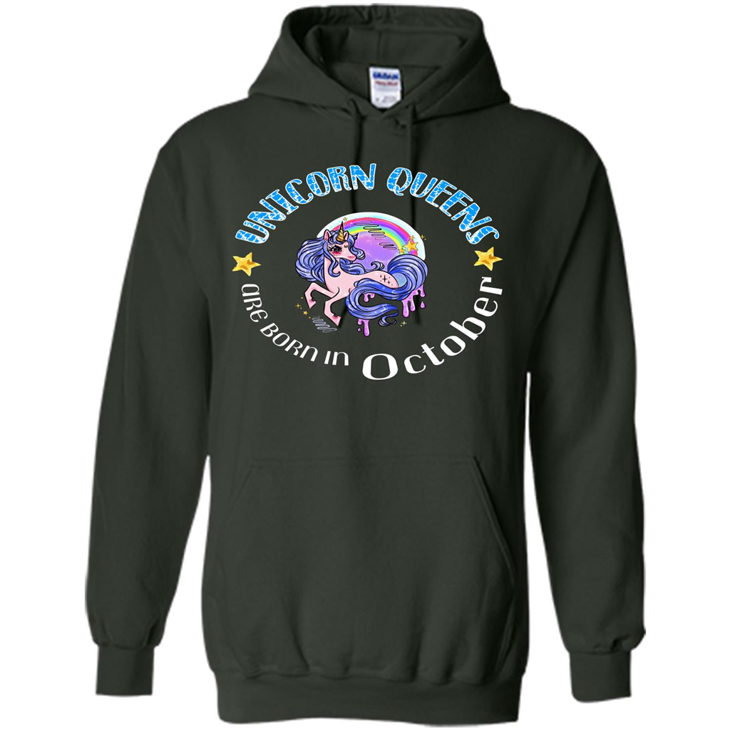 October Unicrorn T-shirt Unicorn Queens Are Born October Forest Green