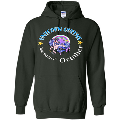 October Unicrorn T-shirt Unicorn Queens Are Born October Forest Green