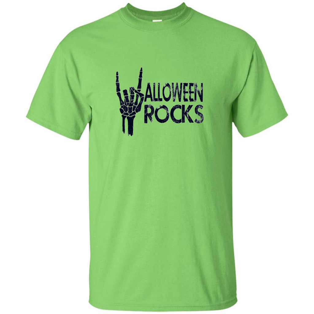 Halloween Rocks Skeleton T-shirt Lime