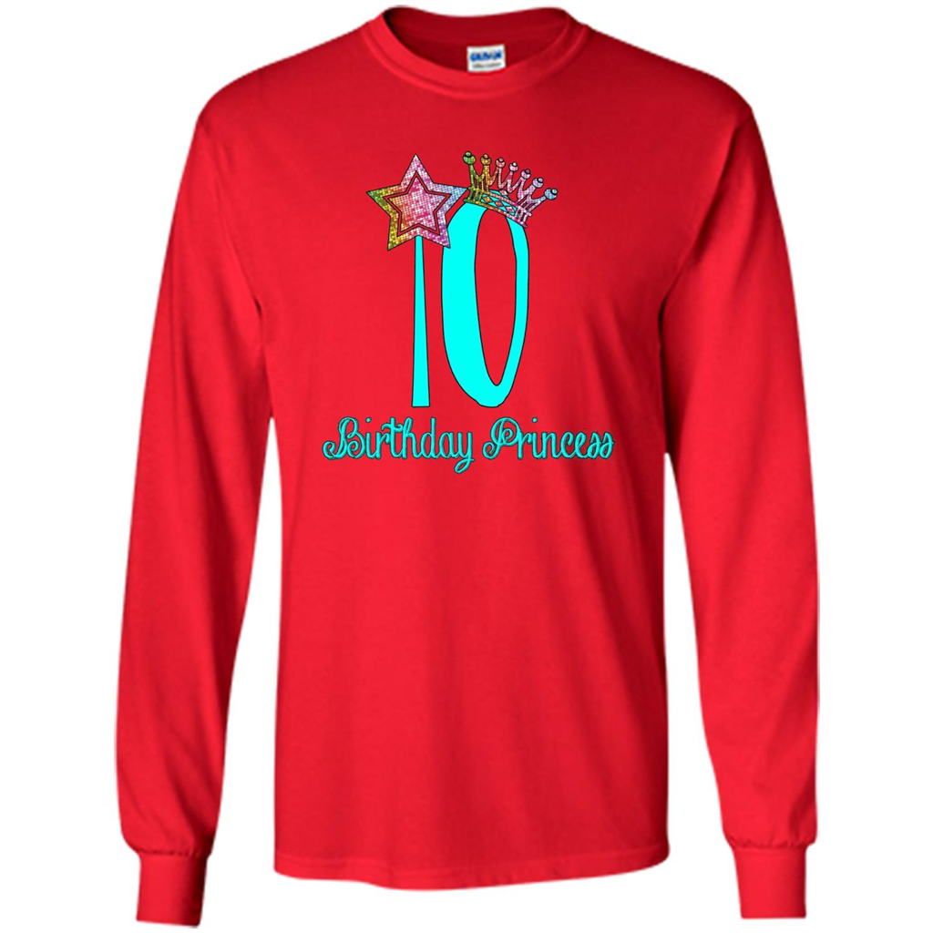 Birthday Princess Tiara T-shirt Tenth Birthday T-Shirt Red