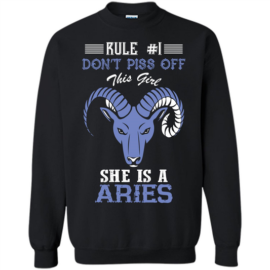 Aries T-shirt Rule Dont Piss Off This Girl T-shirt Black