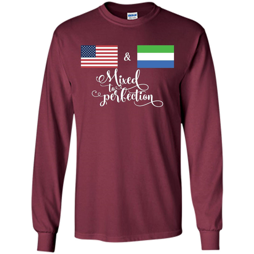 American + Sierra Leone Mixed To Perfection Flag T-Shirt Maroon