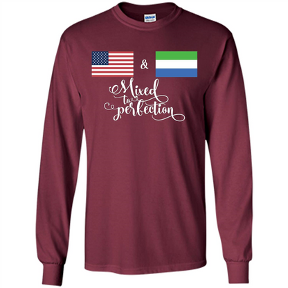 American + Sierra Leone Mixed To Perfection Flag T-Shirt Maroon