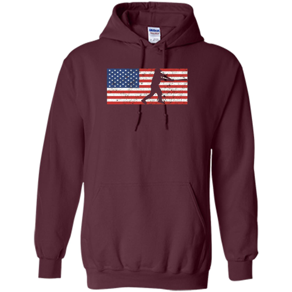 Funny Baseball Player American Flag T-shirt Maroon