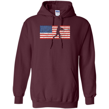 Funny Baseball Player American Flag T-shirt Maroon