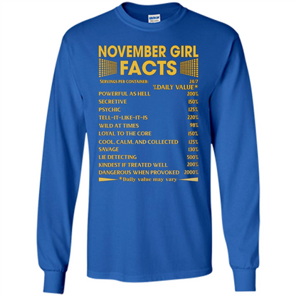 November Girl Facts T-shirt Birthday Gift T-shirt Royal