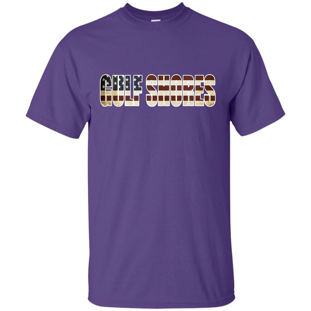 American T-shirt Straight Outta Gulf Shores US Flag Patriotic T-shirt Purple