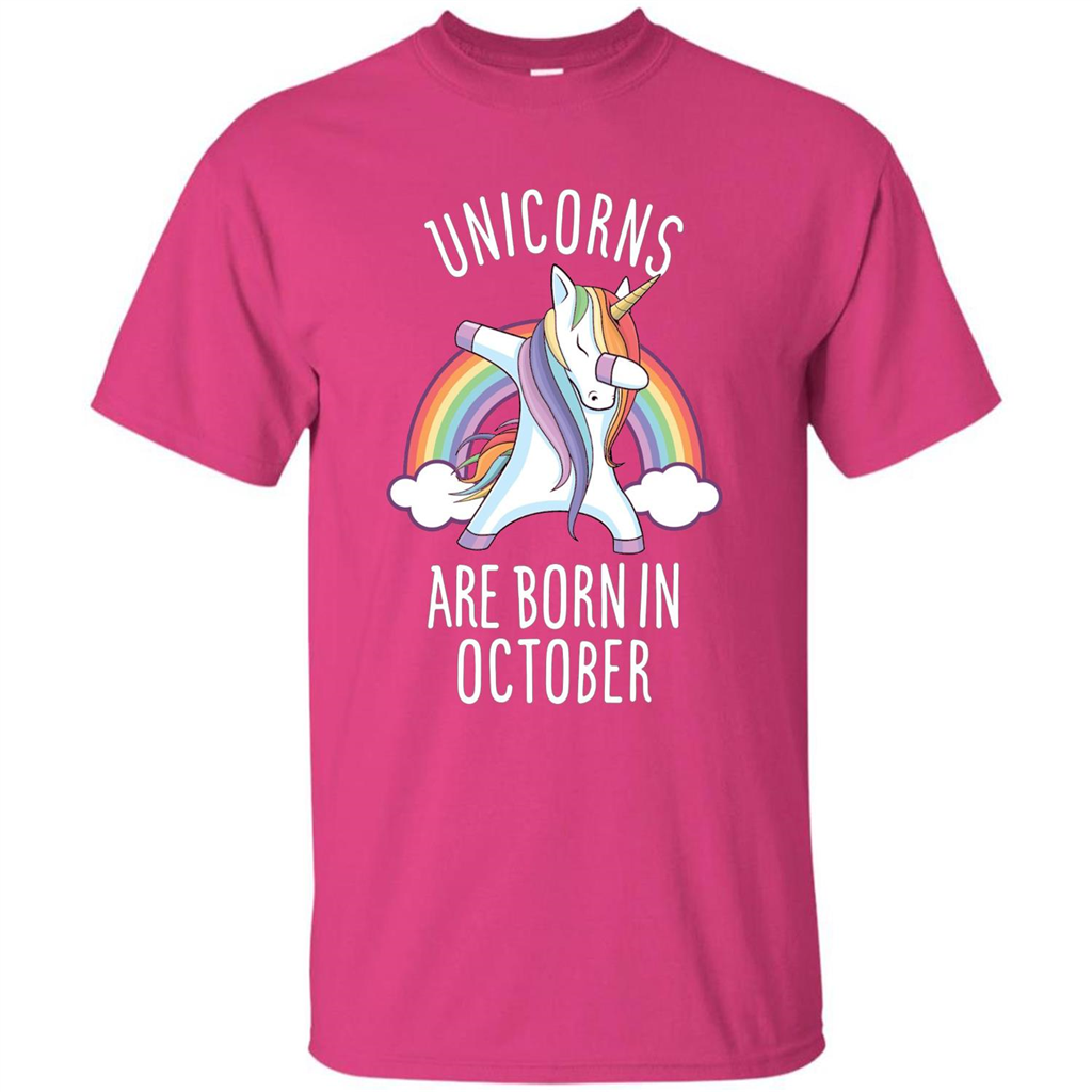 October Birthday T-shirt Unicorns Are Born In October Dabbing Heliconia
