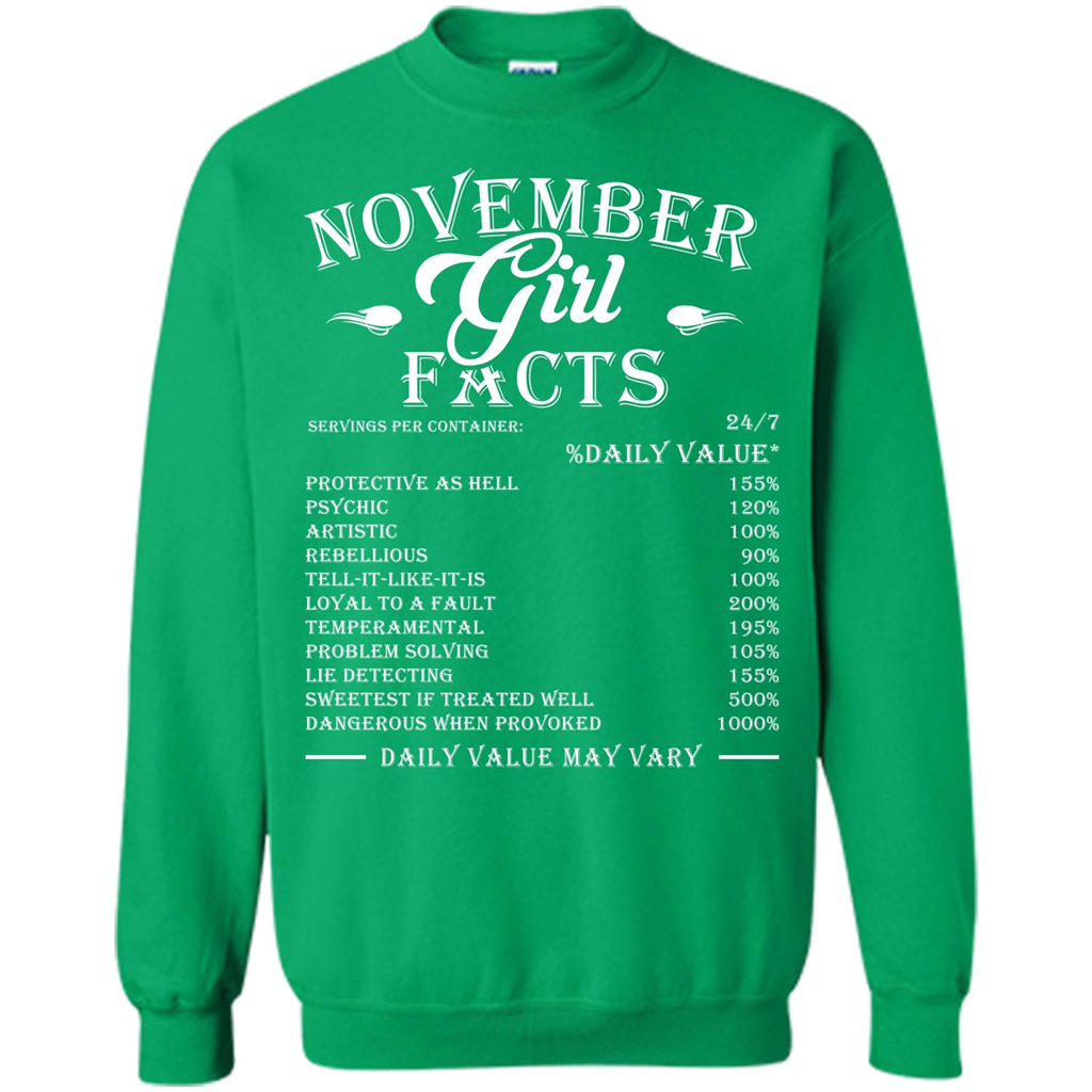 November Girl Facts T-shirt Irish Green