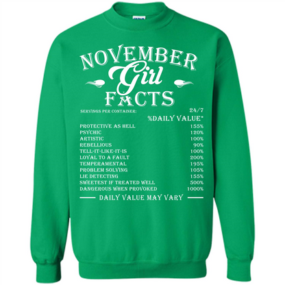 November Girl Facts T-shirt Irish Green