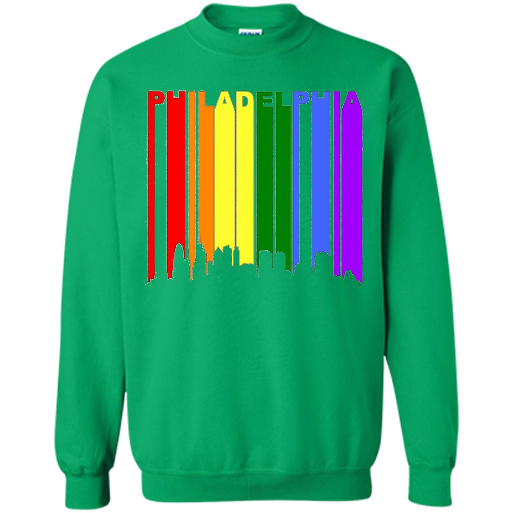 Philadelphia PA Downtown Rainbow LGBT Gay Pride T-shirt Irish Green
