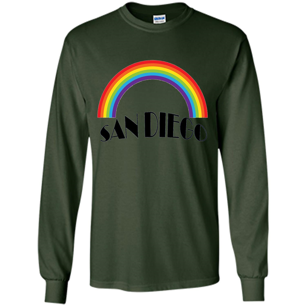 LGBTQ. San Diego LGBT Pride Rainbow T-shirt Forest Green