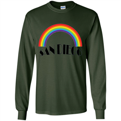 LGBTQ. San Diego LGBT Pride Rainbow T-shirt Forest Green