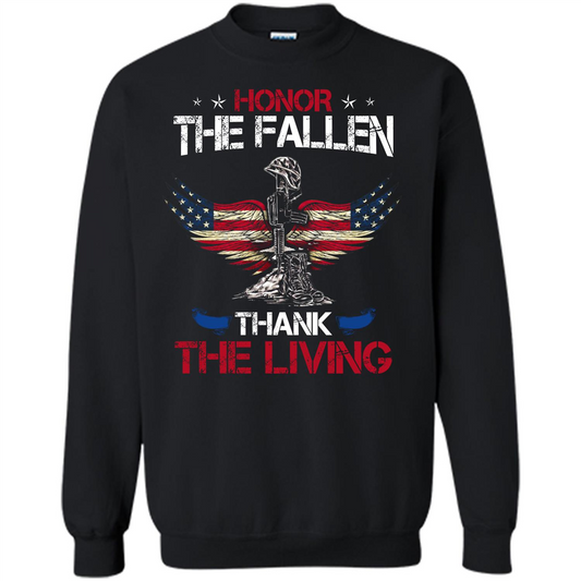 Military T-shirt Honor The Fallen Thank The Living Black