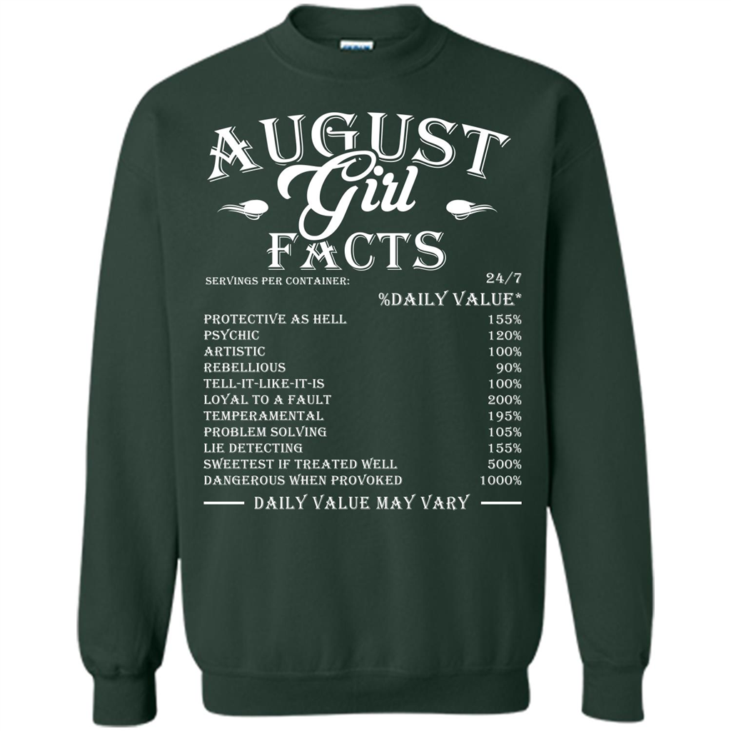 August Girl Facts T-shirt Forest Green