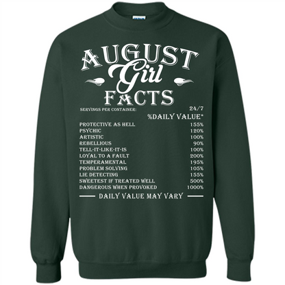 August Girl Facts T-shirt Forest Green