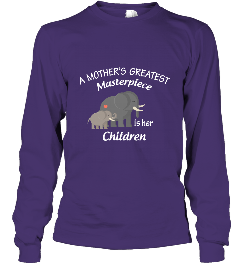 A Mothers Greatest Masterpiece Is Her Children Elephants Family Shirt Long Sleeve T-Shirt Purple