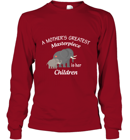 A Mothers Greatest Masterpiece Is Her Children Elephants Family Shirt Long Sleeve T-Shirt Cardinal Red