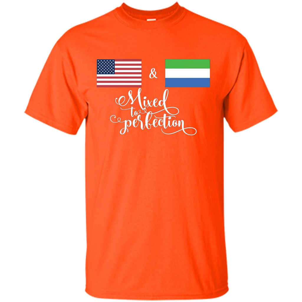 American + Sierra Leone Mixed To Perfection Flag T-Shirt Orange