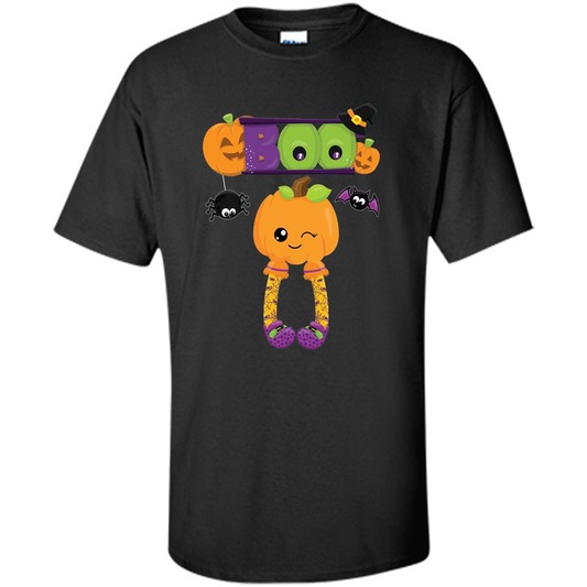 Cute Halloween Boo T-Shirt with Pumpkins-Party T-shirt Black