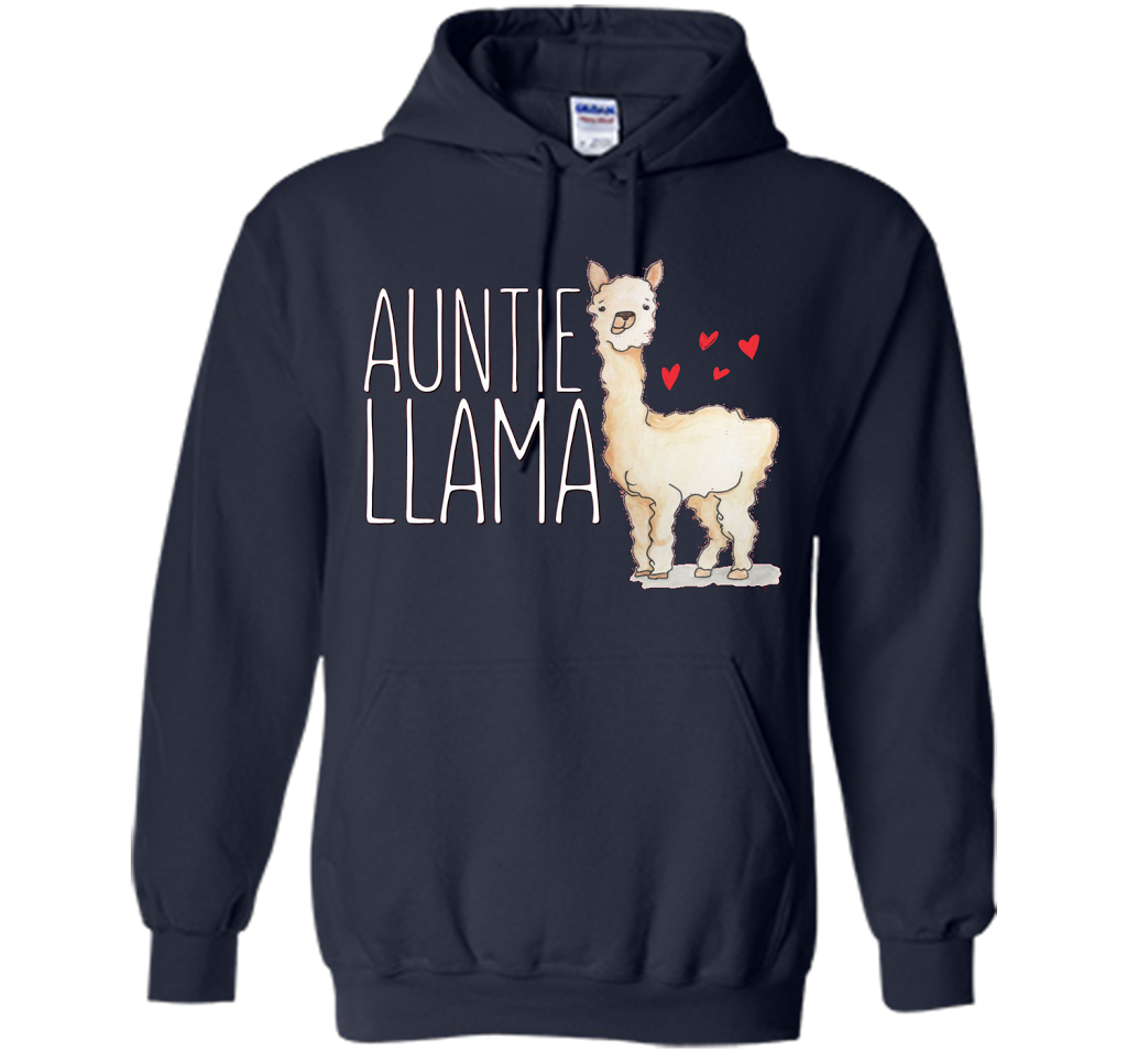 Auntie Llama Shirt Funny Matching Family Tribe Aunt T-shirt Navy