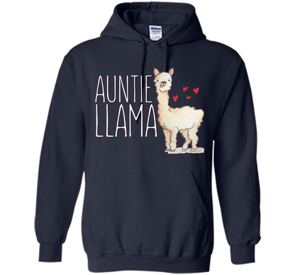 Auntie Llama Shirt Funny Matching Family Tribe Aunt T-shirt Navy