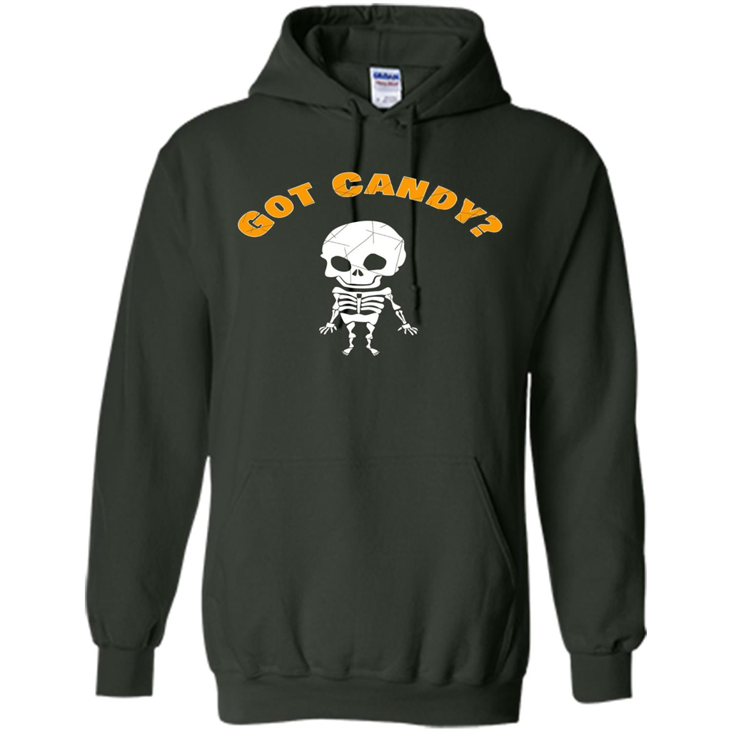 Cute Skeleton Asking For Candy Halloween T-shirt Forest Green