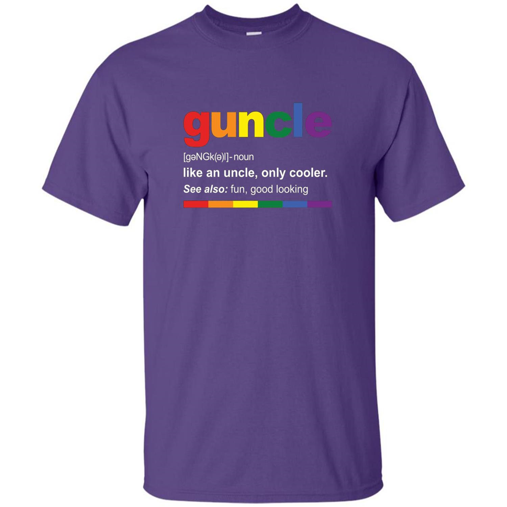 Mens Rainbow Guncle Definition T-Shirt Funny Gift For Gay Uncle Purple