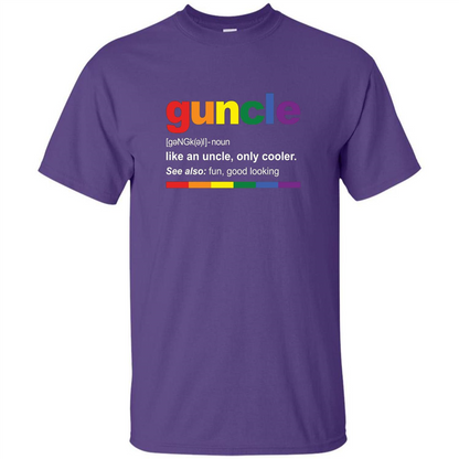 Mens Rainbow Guncle Definition T-Shirt Funny Gift For Gay Uncle Purple