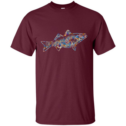 Striped Bass T-shirts - Love Striped Bass Colorful T shirts Maroon