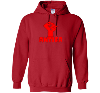 AntiFa Fist On Black T-shirt Red