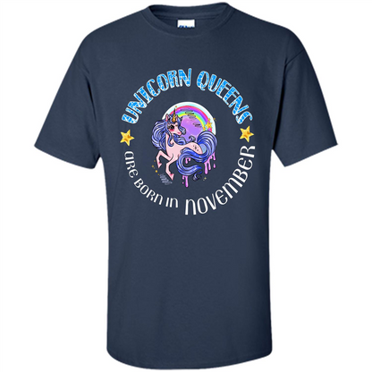 November Unicorn T-shirt Unicorn Queens Are Born November Navy