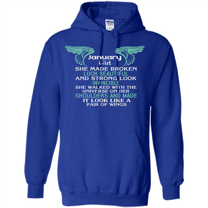 January Girl She Made Broken Look Beautiful T-shirt Royal