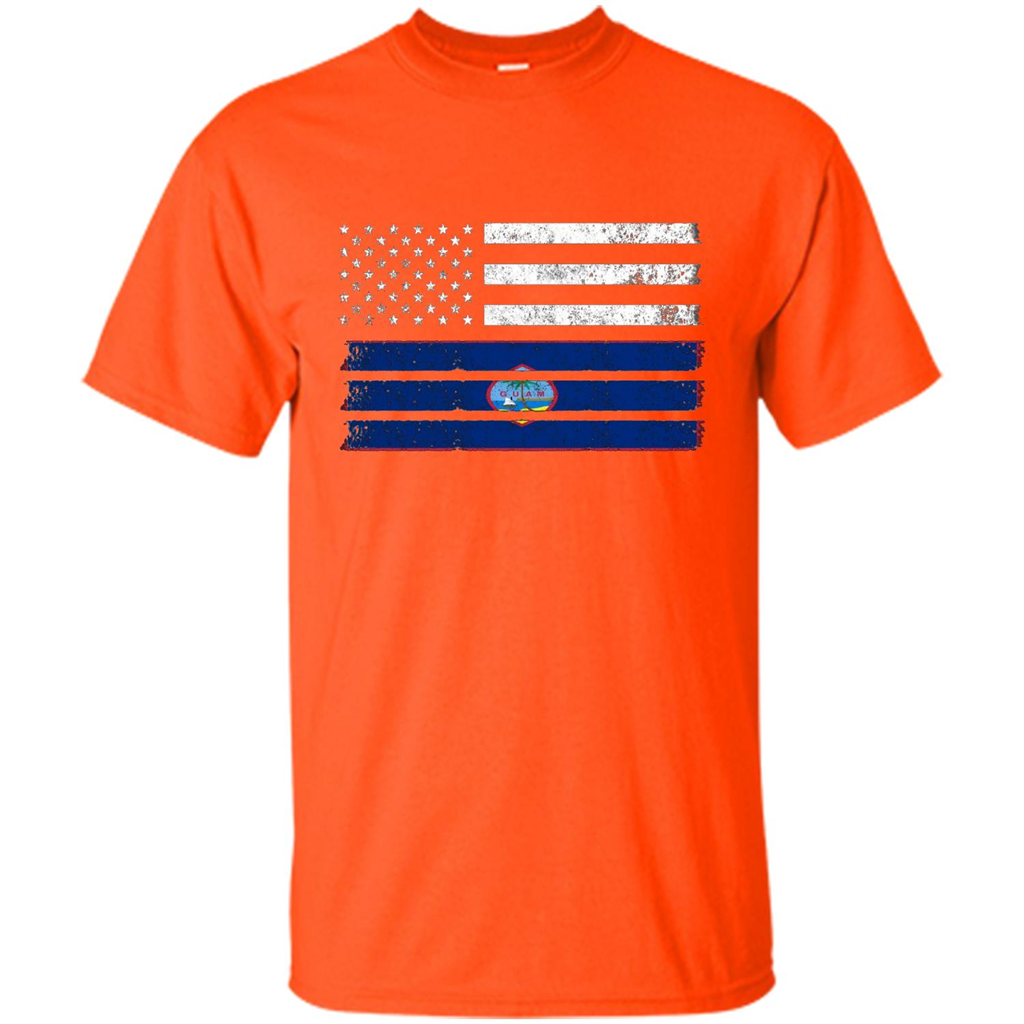 Guamanian American Flag - USA Guam T-shirt Orange