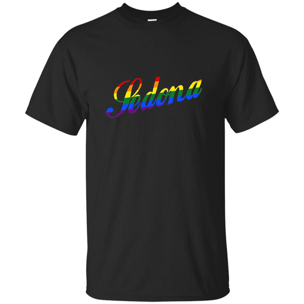 Sedona AZ Arizona LGBTQ Rainbow Flag T-shirt Black