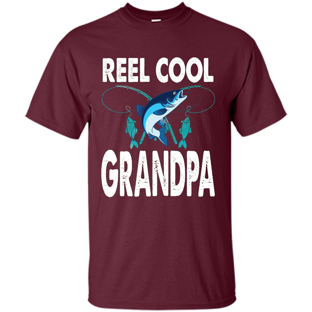 Fathers Day T-shirt Reel Cool Grandpa Maroon