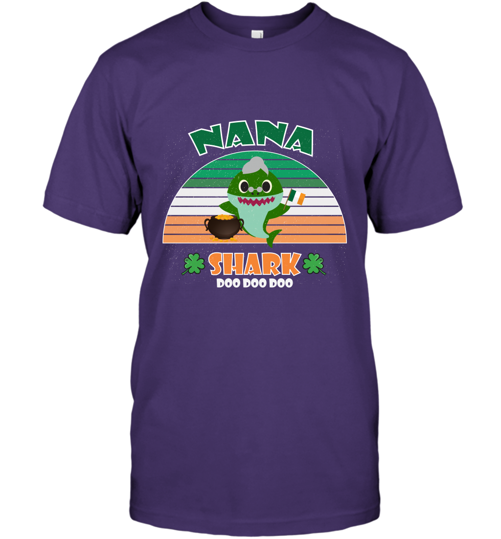 Irish Nana Shark Saint Patricks Day Family Shirt T-Shirt Purple