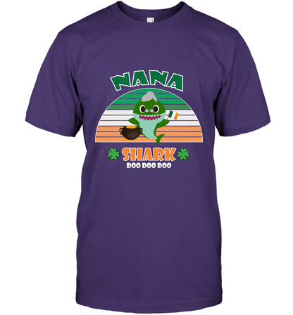 Irish Nana Shark Saint Patricks Day Family Shirt T-Shirt Purple