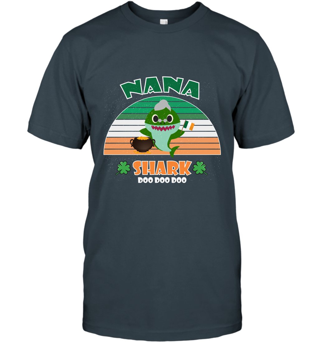 Irish Nana Shark Saint Patricks Day Family Shirt T-Shirt Charcoal