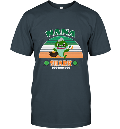 Irish Nana Shark Saint Patricks Day Family Shirt T-Shirt Charcoal