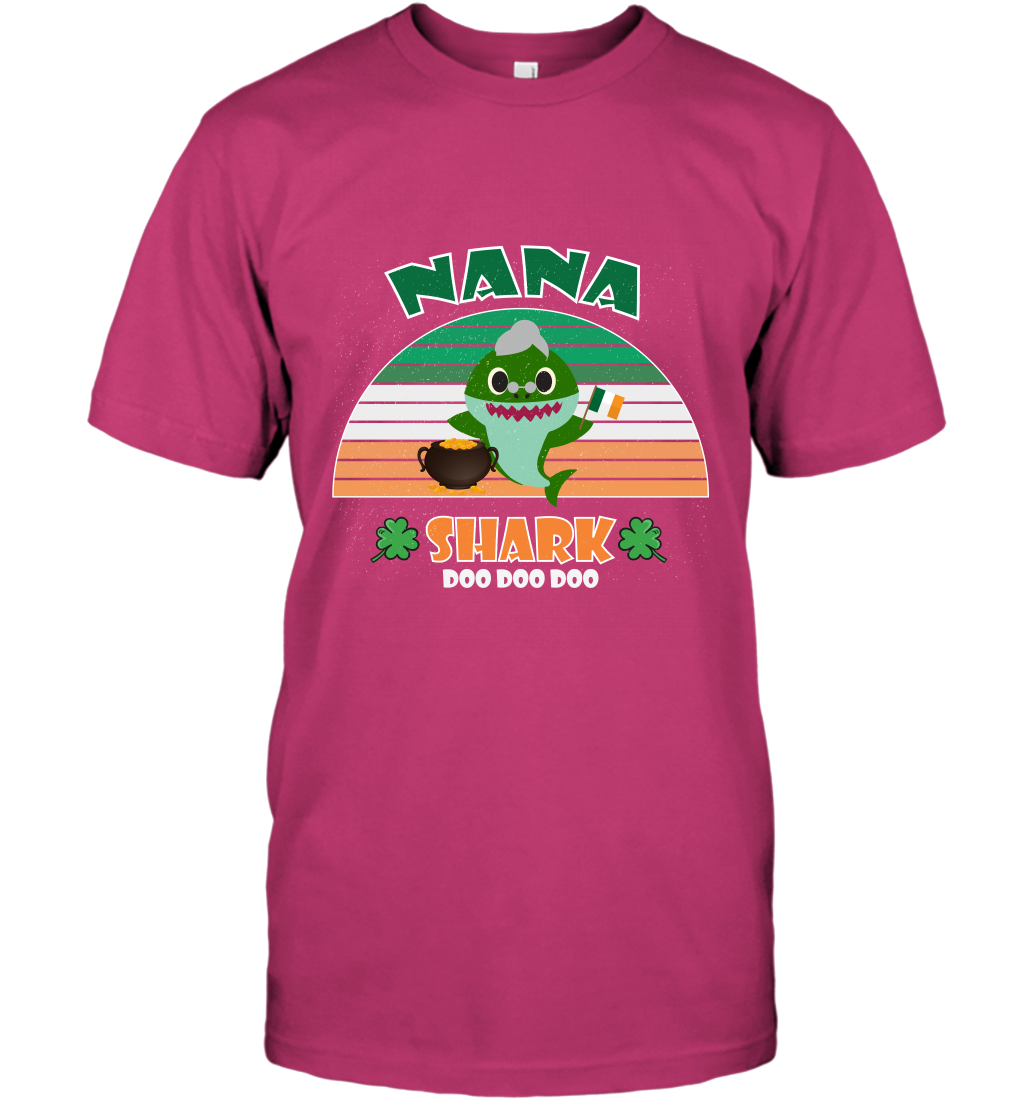Irish Nana Shark Saint Patricks Day Family Shirt T-Shirt Heliconia