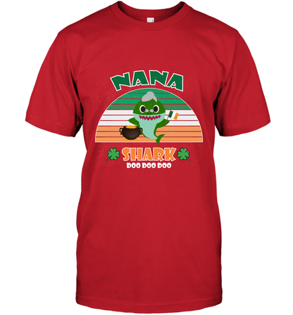 Irish Nana Shark Saint Patricks Day Family Shirt T-Shirt Red