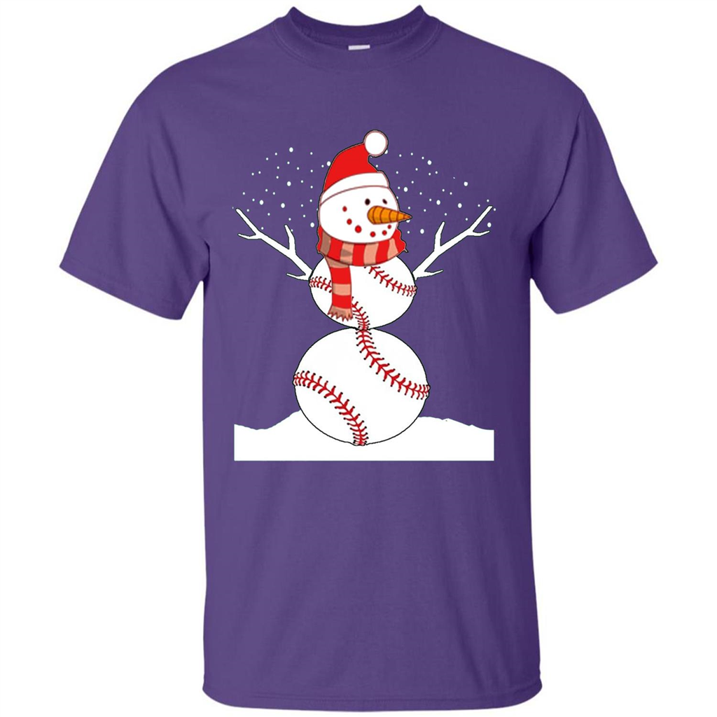 Cute Baseball Snowman Christmas T-Shirt Purple
