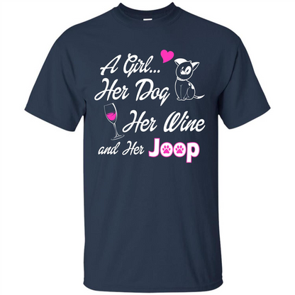 Dog T-shirt A Girl Her Dog Her Wine And Her Joop T-shirt Navy