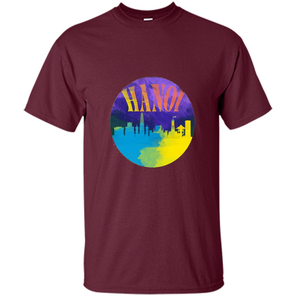 Love Vietnam T-shirt Hanoi Skyline Horizon Sunset Maroon