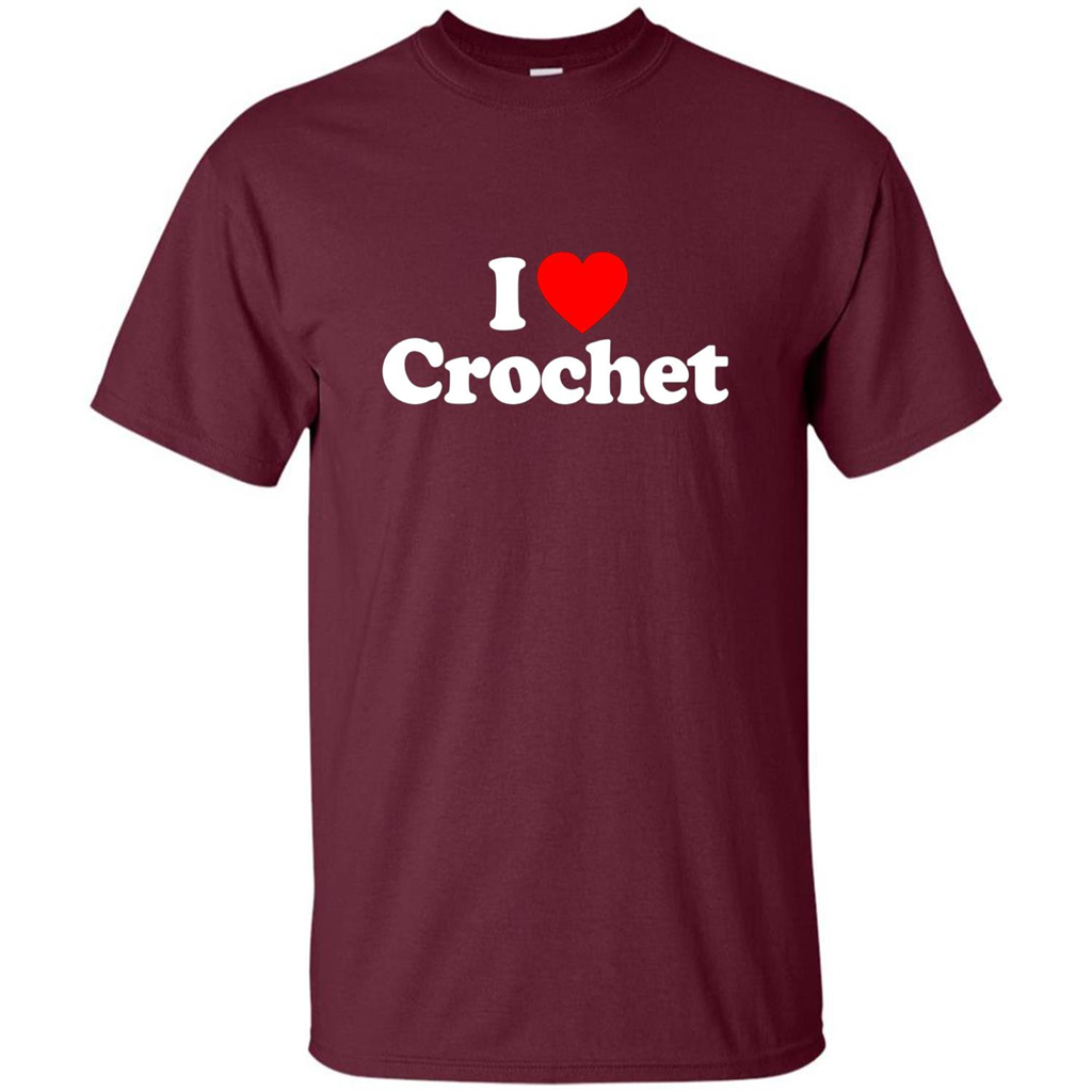 I Love Heart Crochet T-shirt Maroon