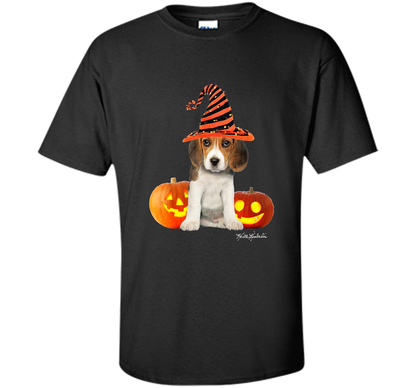 Cute Halloween Beagle Puppy Pumpkins T-shirt Black
