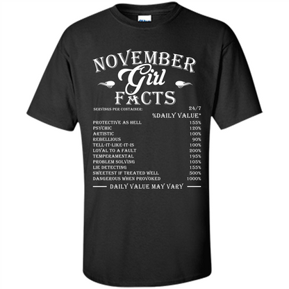 November Girl Facts T-shirt Black